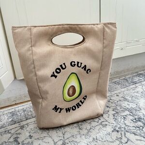 Beige Canvas 'You Guac My World' Avocado Lunch Tote